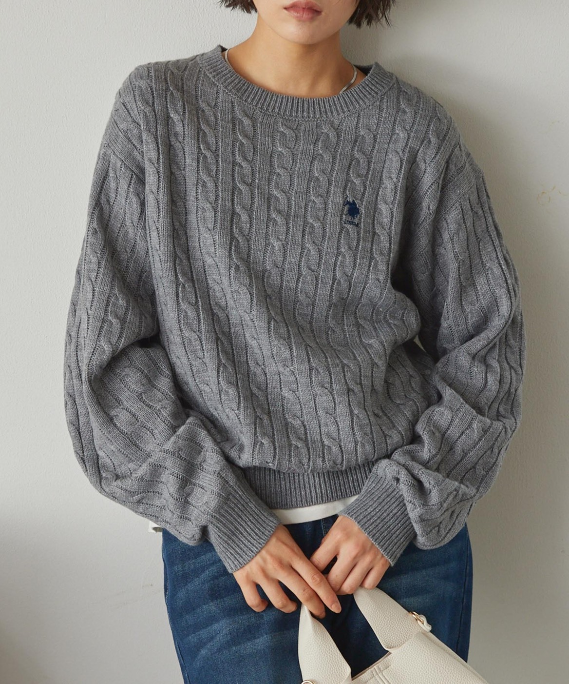 <限時特價>日本 U.S. POLO ASSN. 麻花 刺繡 圓領 毛衣 長袖 針織衫 五色