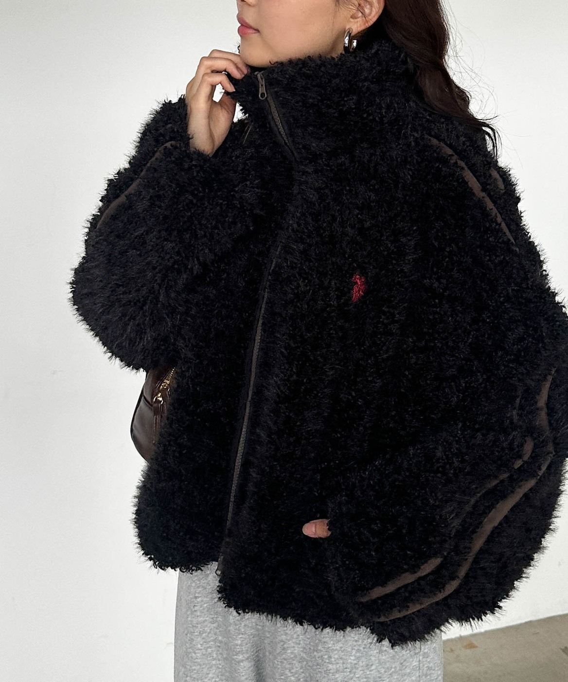 日本 U.S. POLO ASSN.刺繡 立領 雙拉鍊 小標 長袖 夾克 毛毛外套 兩色