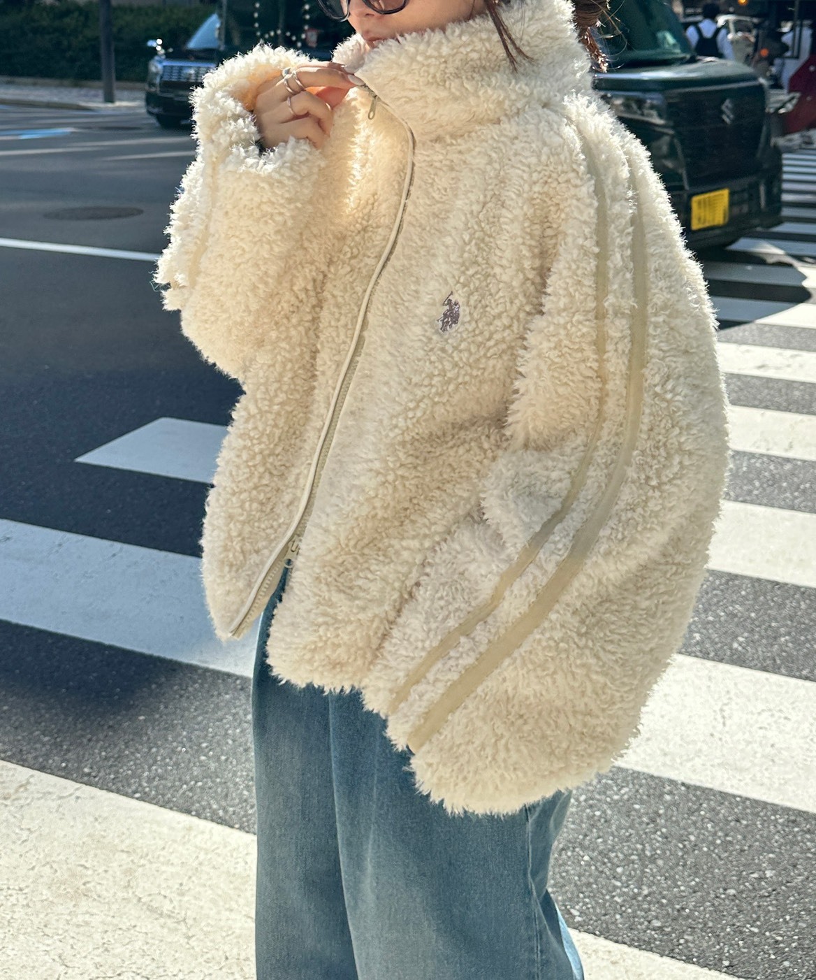 日本 U.S. POLO ASSN.刺繡 立領 雙拉鍊 小標 長袖 夾克 毛毛外套 兩色