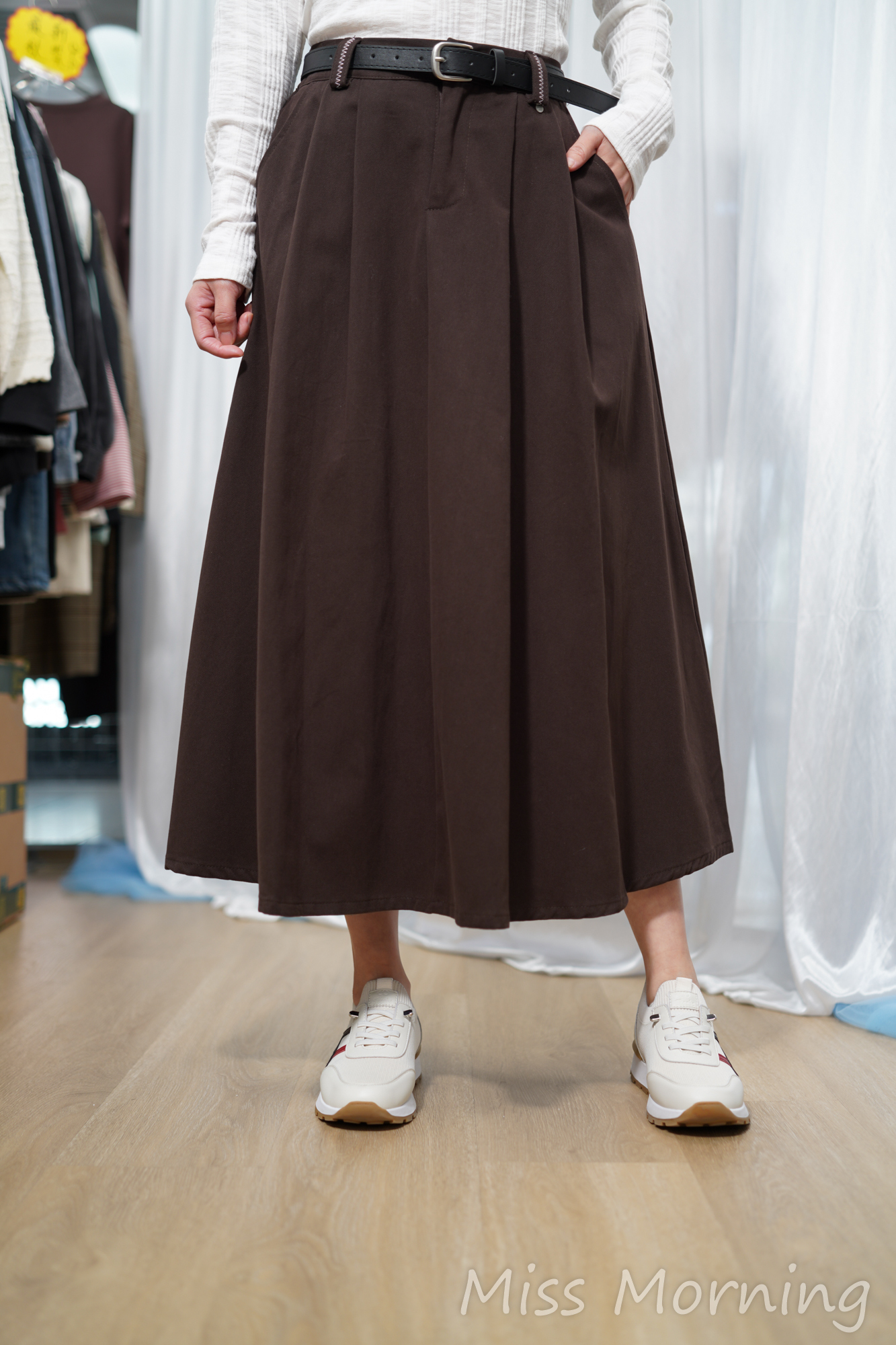 符送腰帶悠閑傘裙(34036)