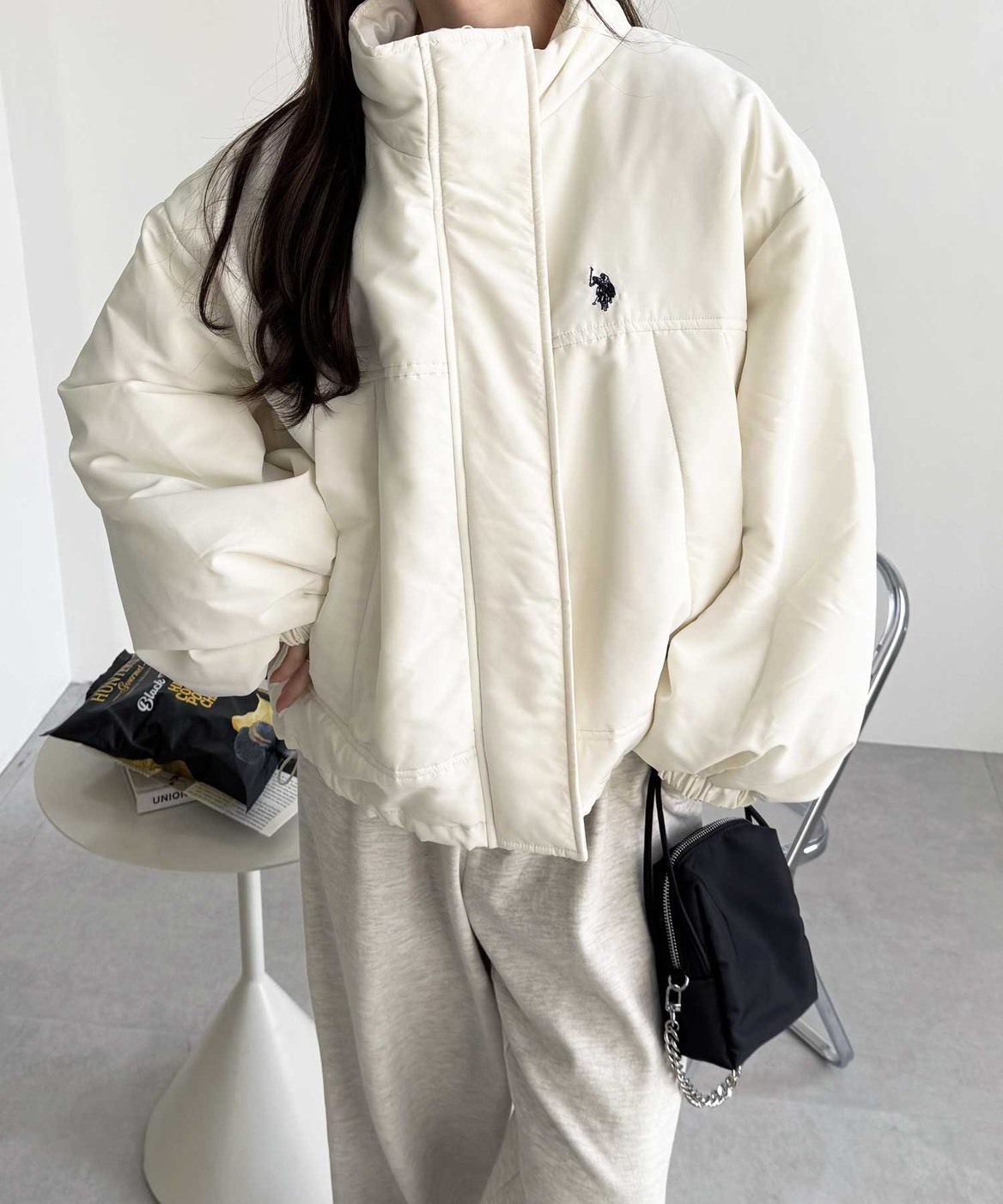 日本 U.S. POLO ASSN.Polo Padded Blouson 小標 立領 寬鬆 厚外套 三色