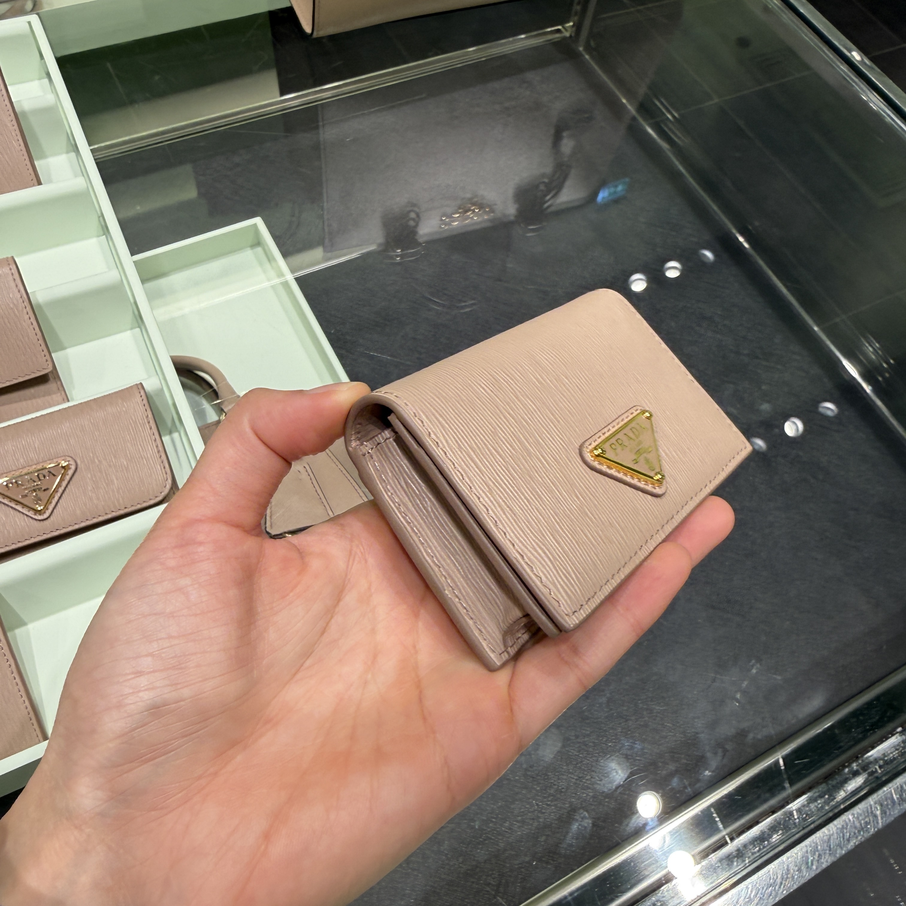 Prada Ribble wave cardholder wallet Dusty Rose 1MC122