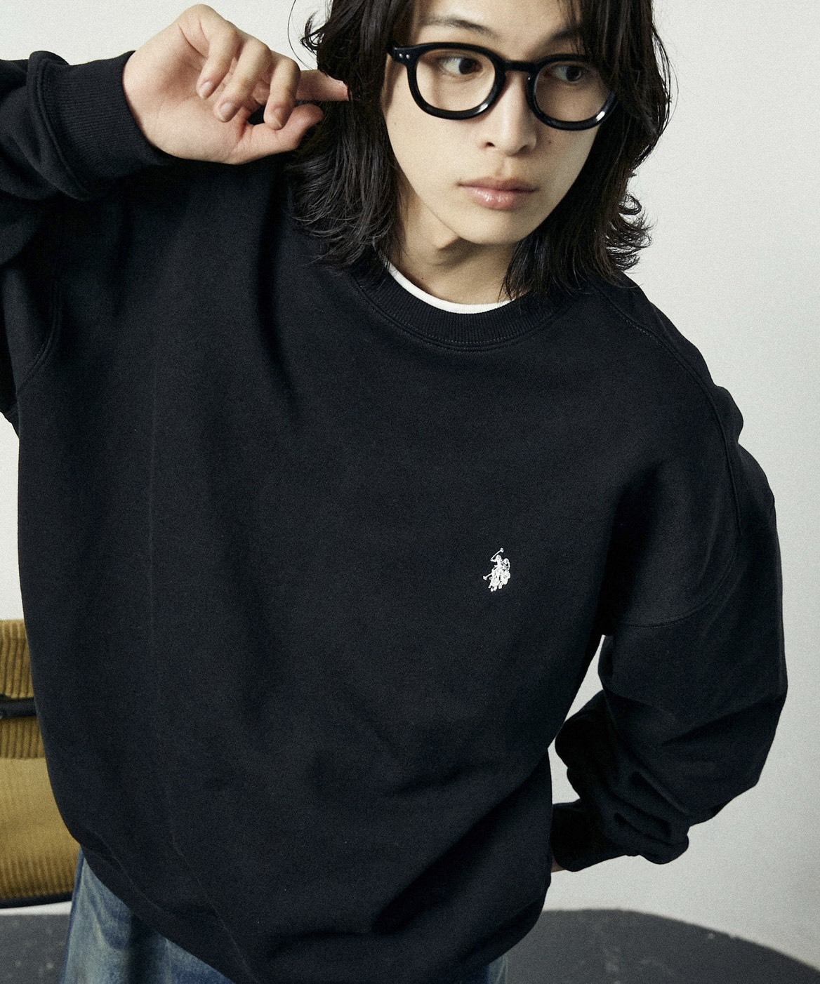 日本 U.S. POLO ASSN. x PUBLUX 聯名 刺繡 小標 圓領 基礎 長袖 大學T 四色