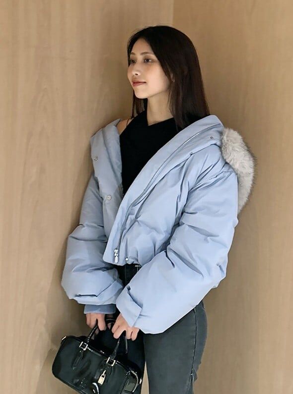 [預購] SNIDEL × 西川 連帽毛絨短版羽絨外套