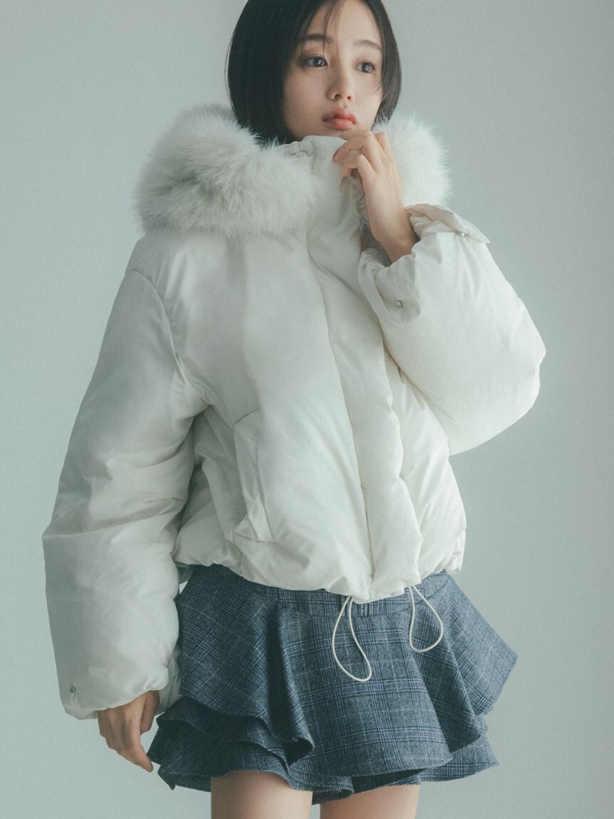 [預購] SNIDEL × 西川 連帽毛絨短版羽絨外套