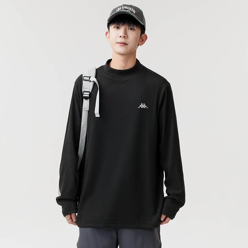 代購-KAPPA 卡帕 半高領 寬鬆 長袖 男女同款 黑/白