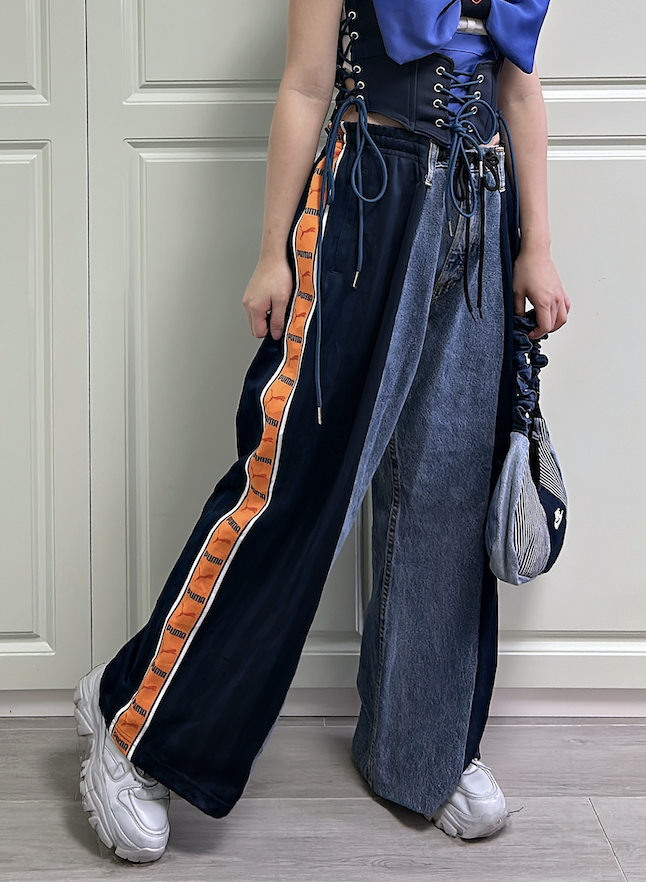 【現貨】泰國REMAKE 牛仔併運動長褲