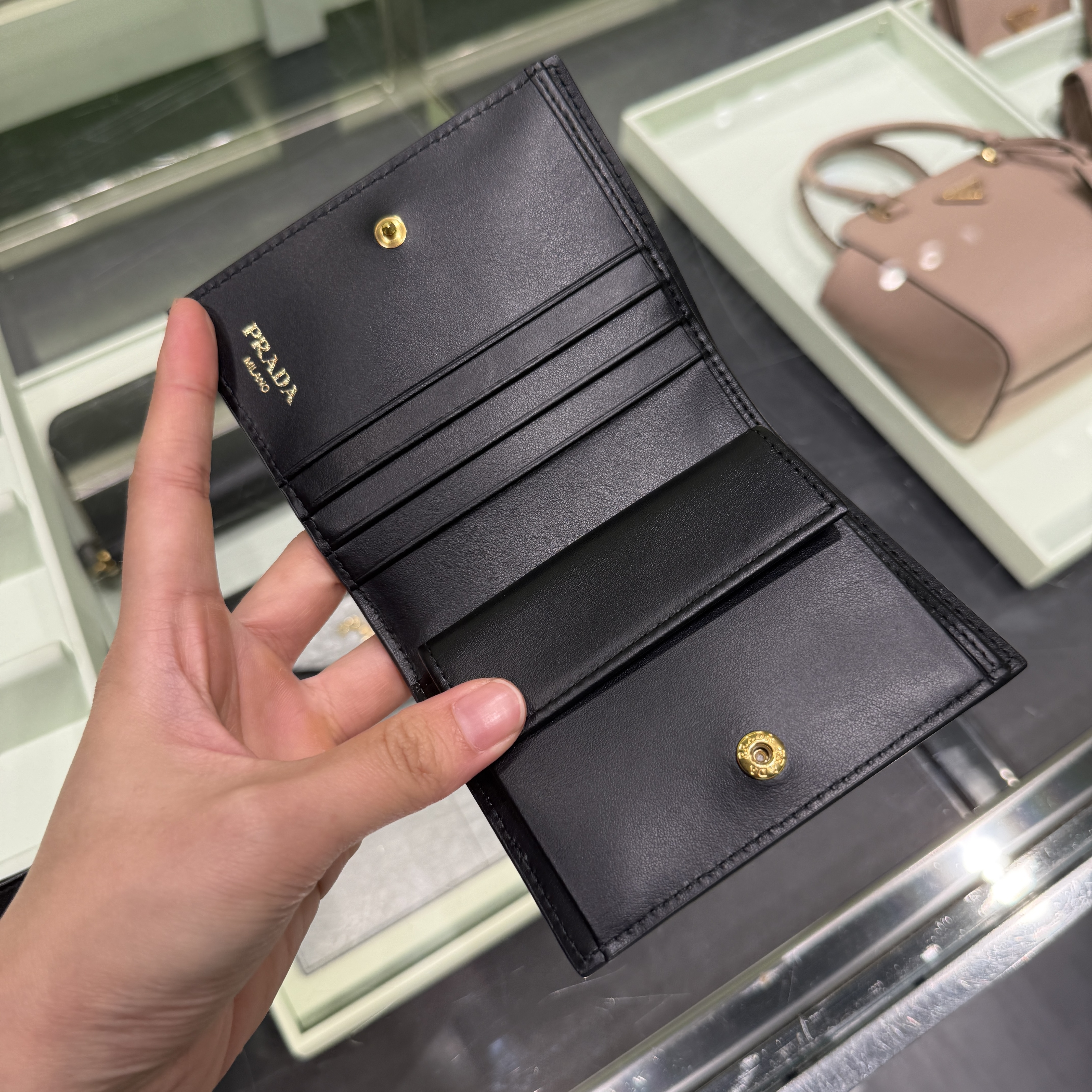 Prada Ribble Leather Bi-fold Wallet Black 1MV204