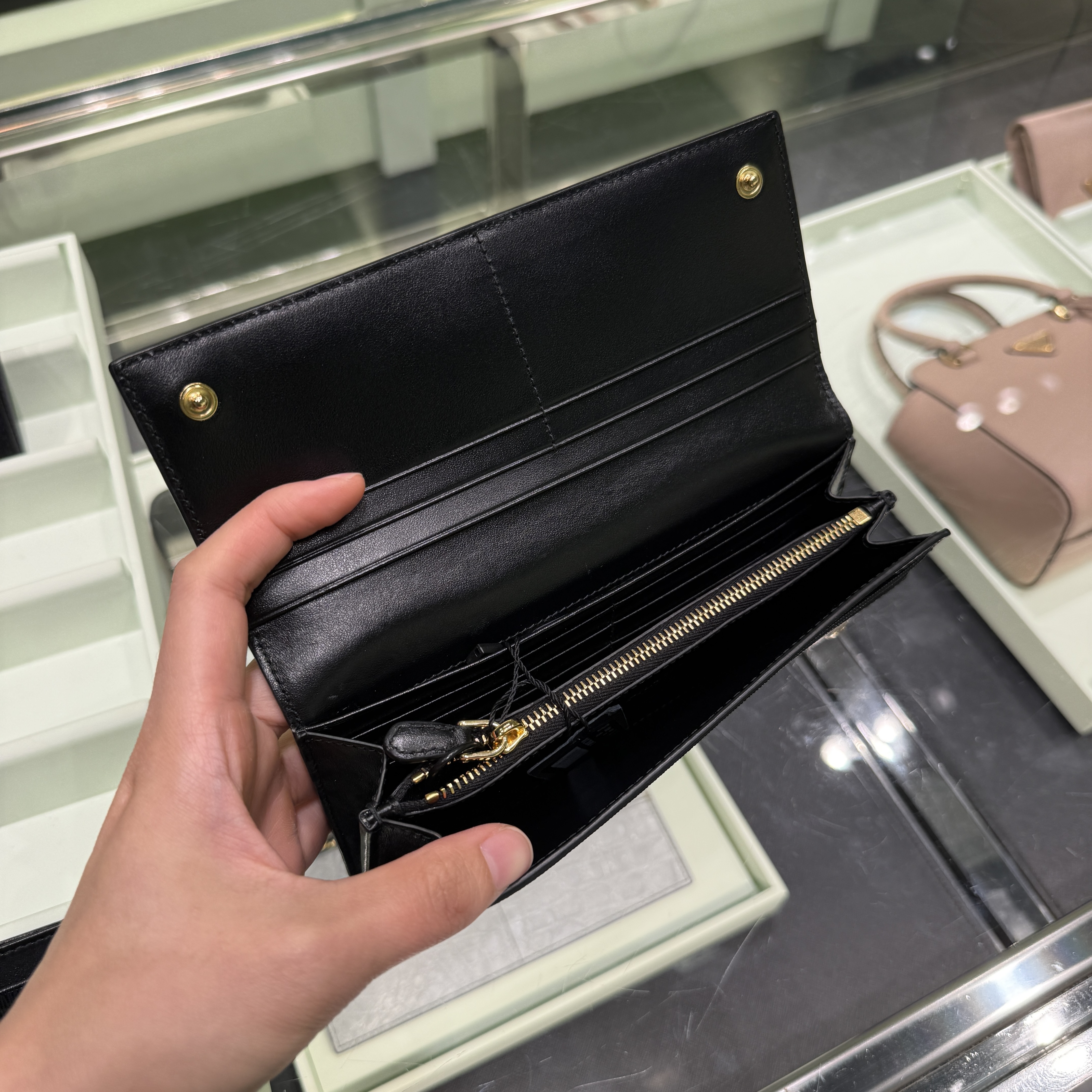 Prada Saffiano continental long Wallet Black 1MH132