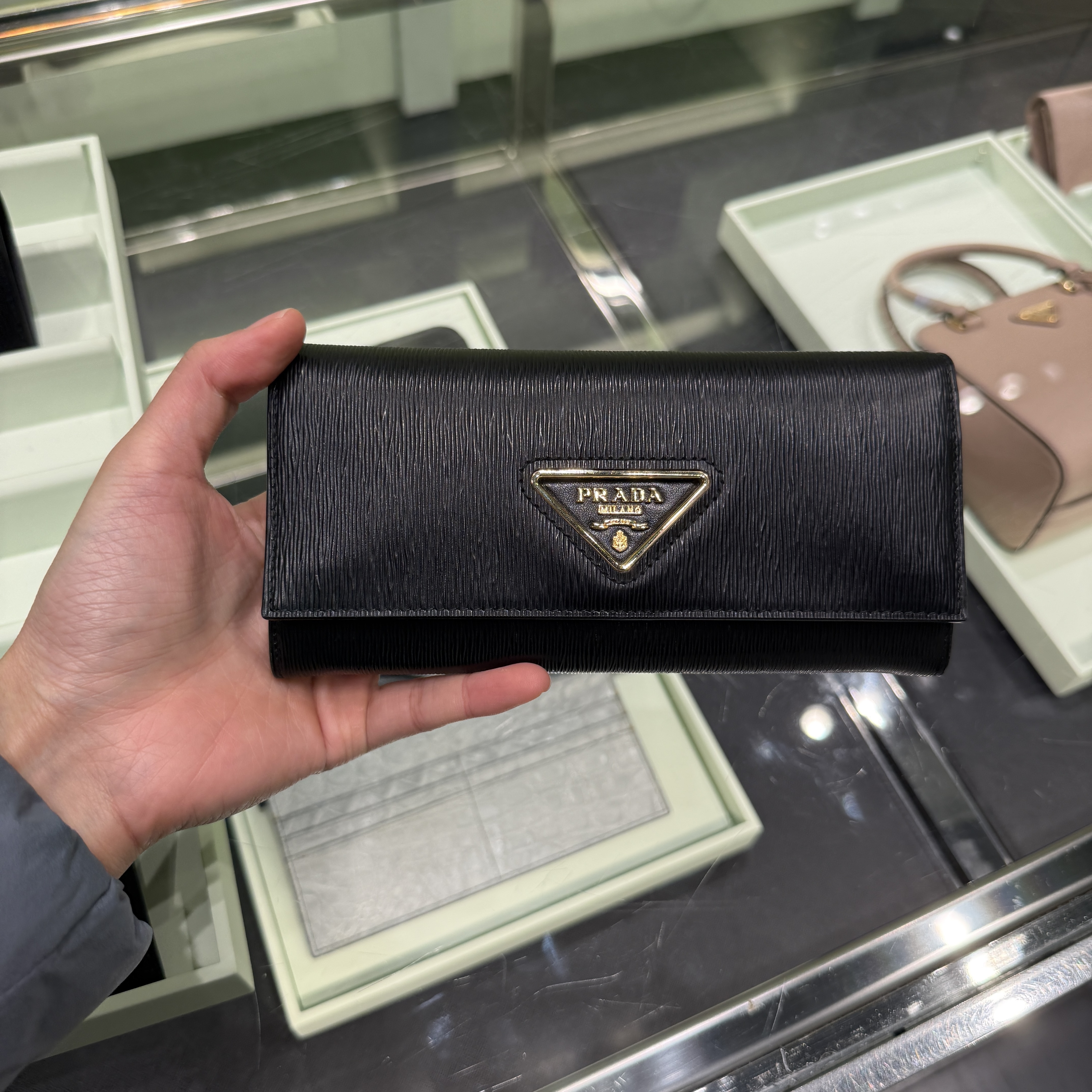 Prada Saffiano continental long Wallet Black 1MH132