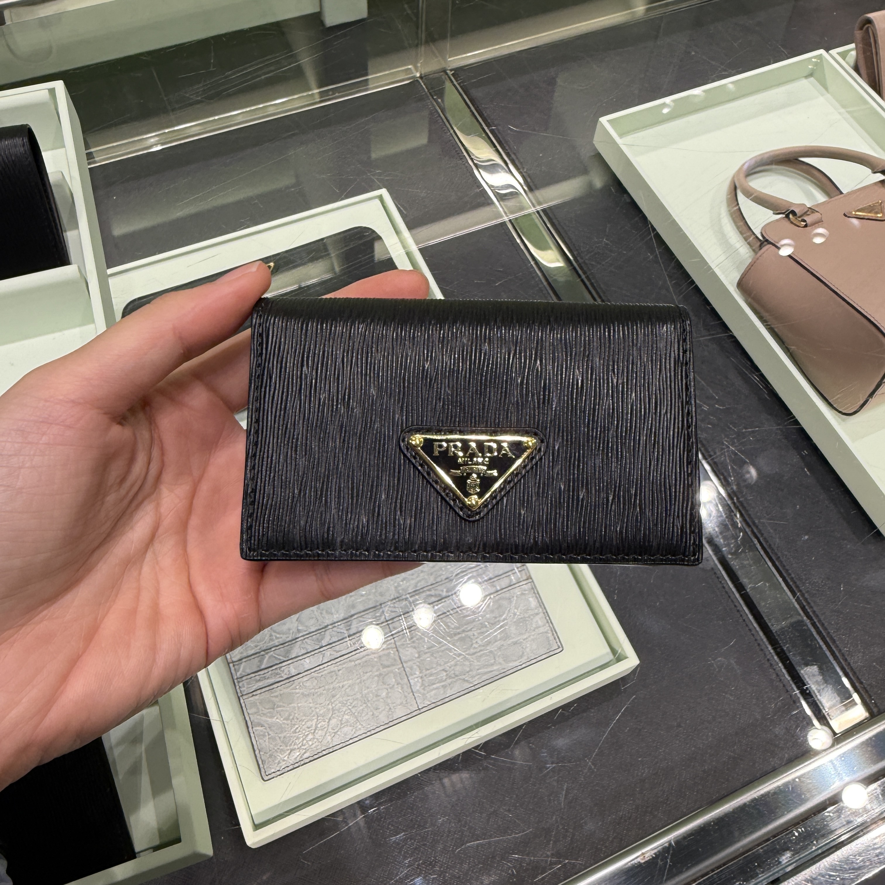 Prada Ribble leather cardholder wallet black 1MC122