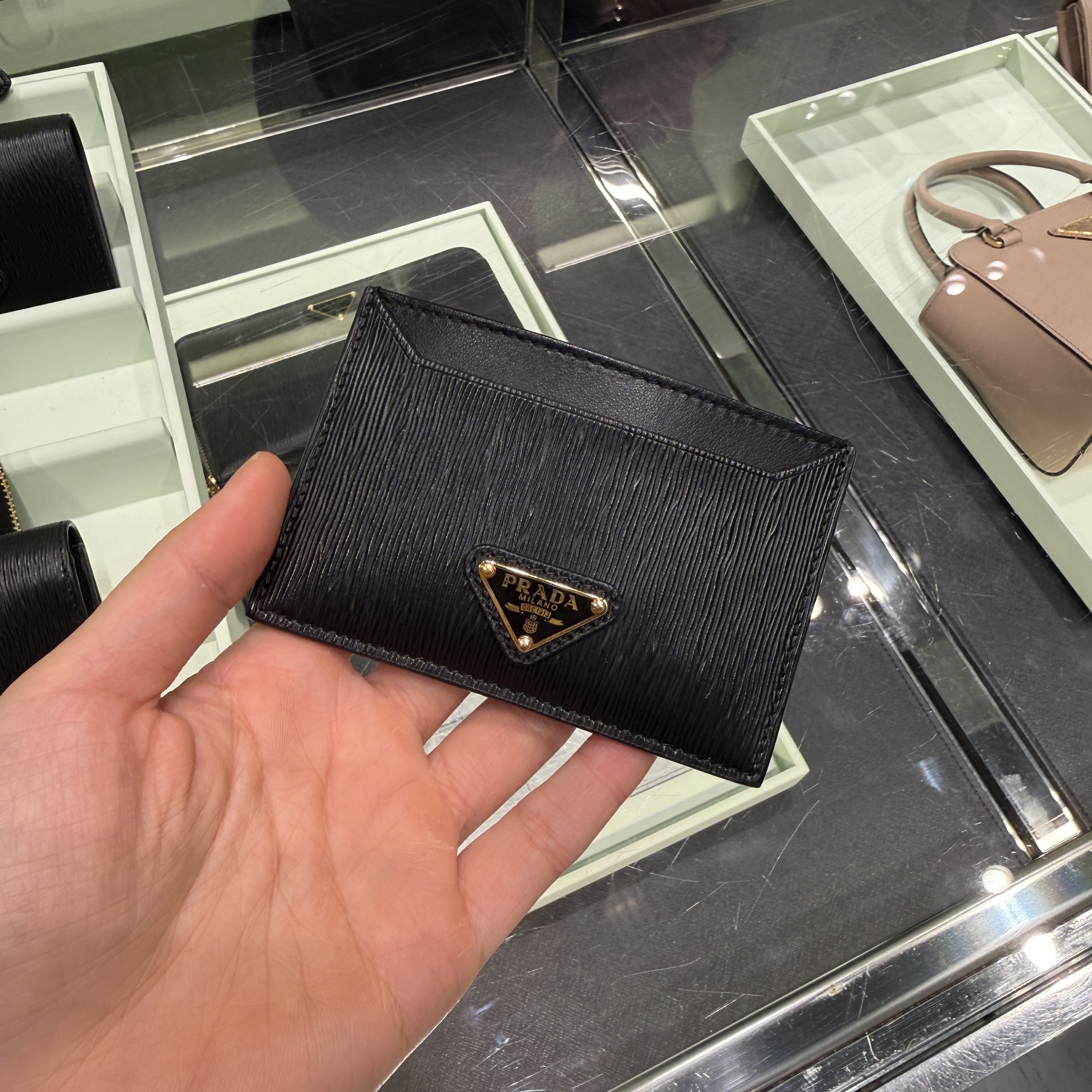 Prada Vitello Move Ribble Leather cardholder black 1MC208