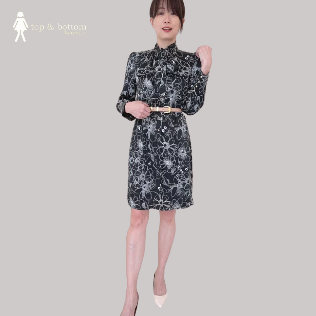 SATIN FLORAL PRINT DRESS