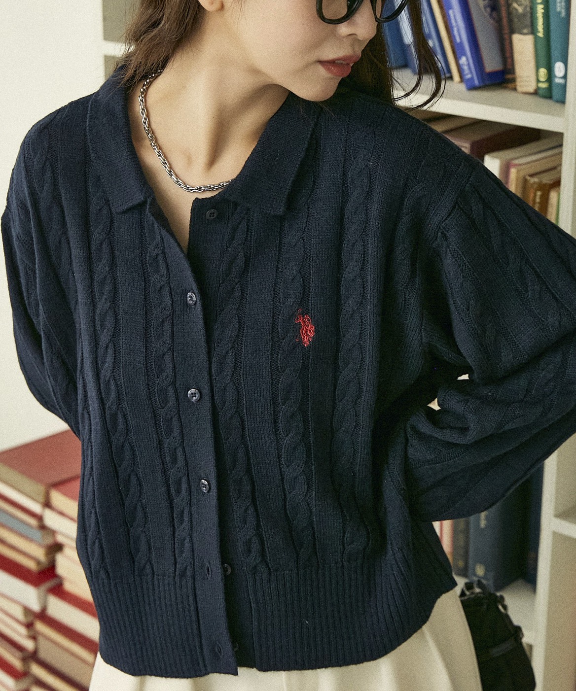 日本 U.S. POLO ASSN. x PUBLUX 聯名 刺繡 小標 麻花 翻領 針織 罩衫 3色