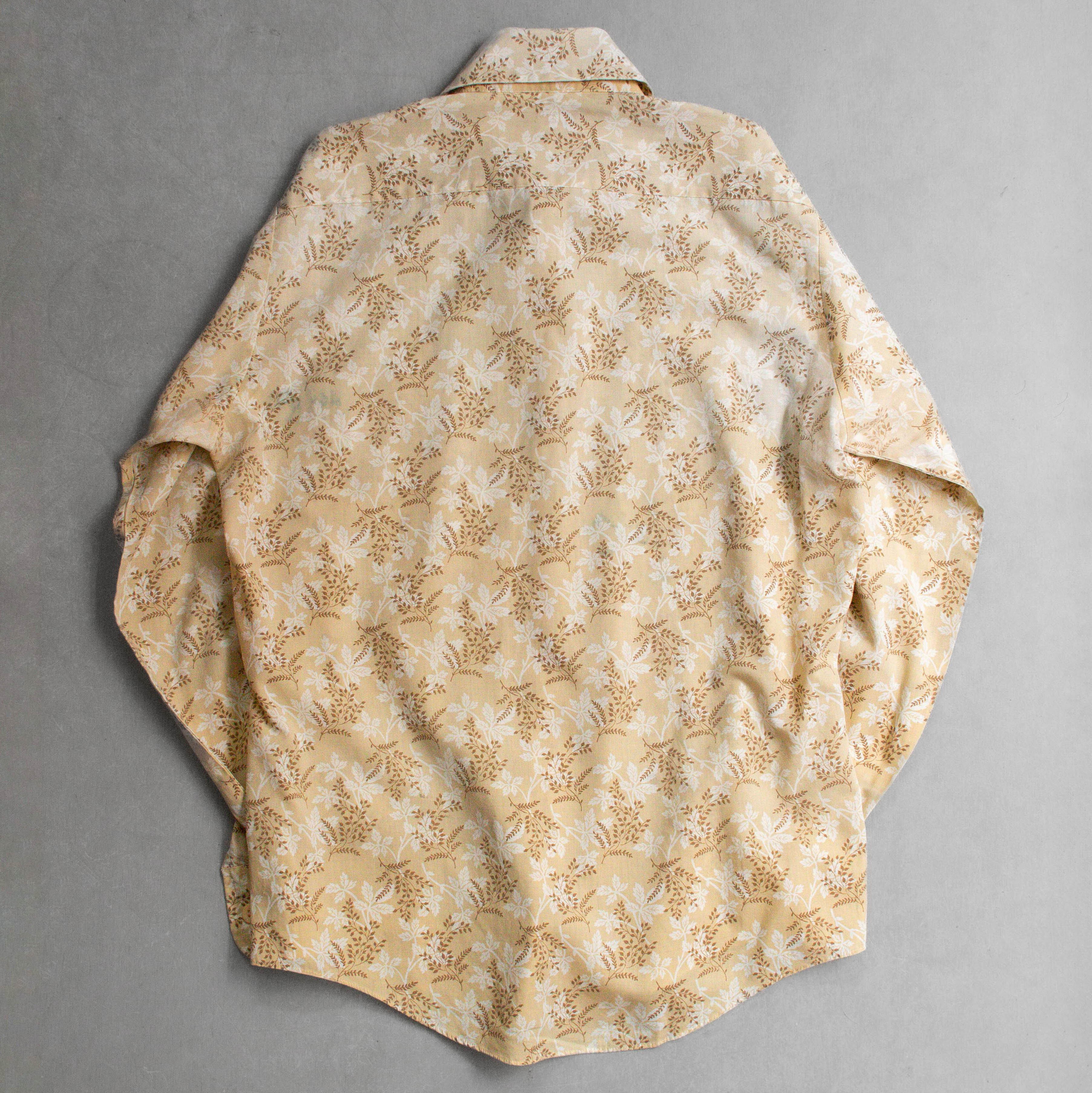 70-80S VINTAGE POINT COLLAR SHIRT 美國 卡其 印花 箭領 長袖 襯衫