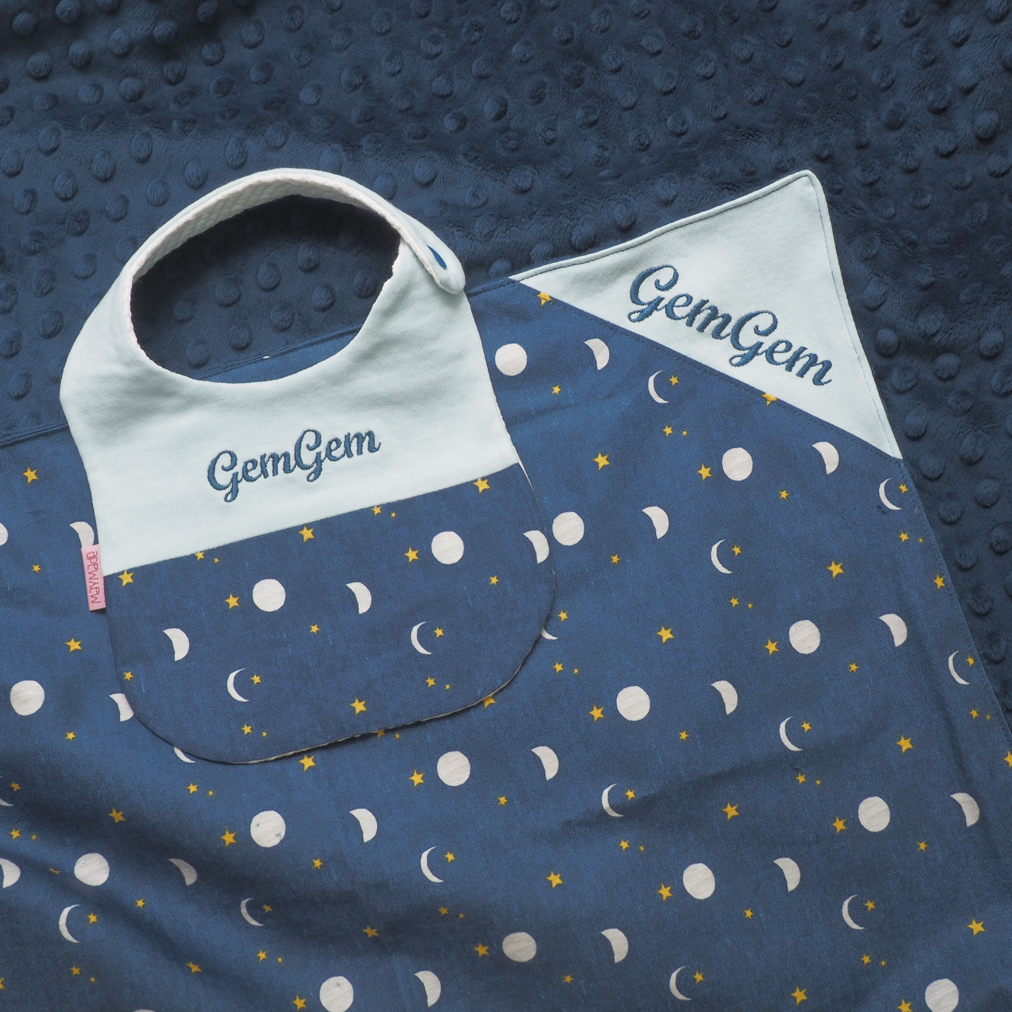 星星月亮圖案 BB被仔 嬰兒被 可繡名