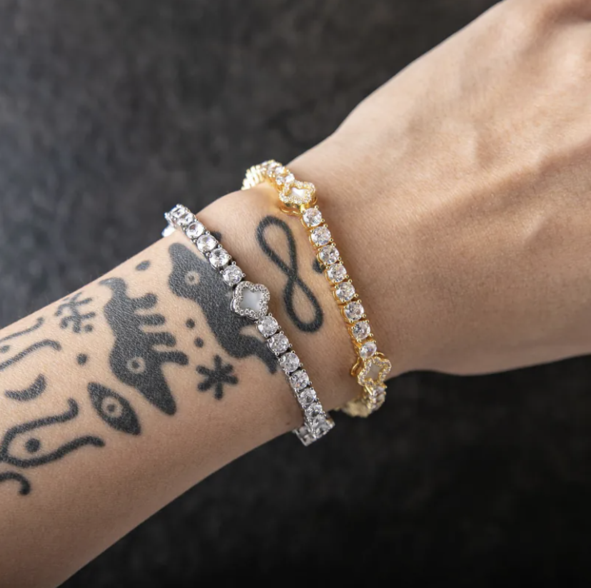 代購-Gold Coast 4mm經典 單排鑽 幸運草網球 手鍊 4色