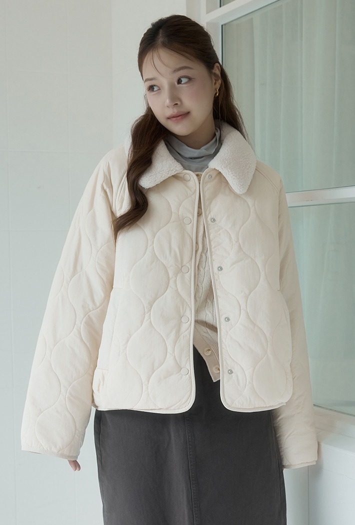 SPAO Detachable Collar Lightweight Quilted Jacket