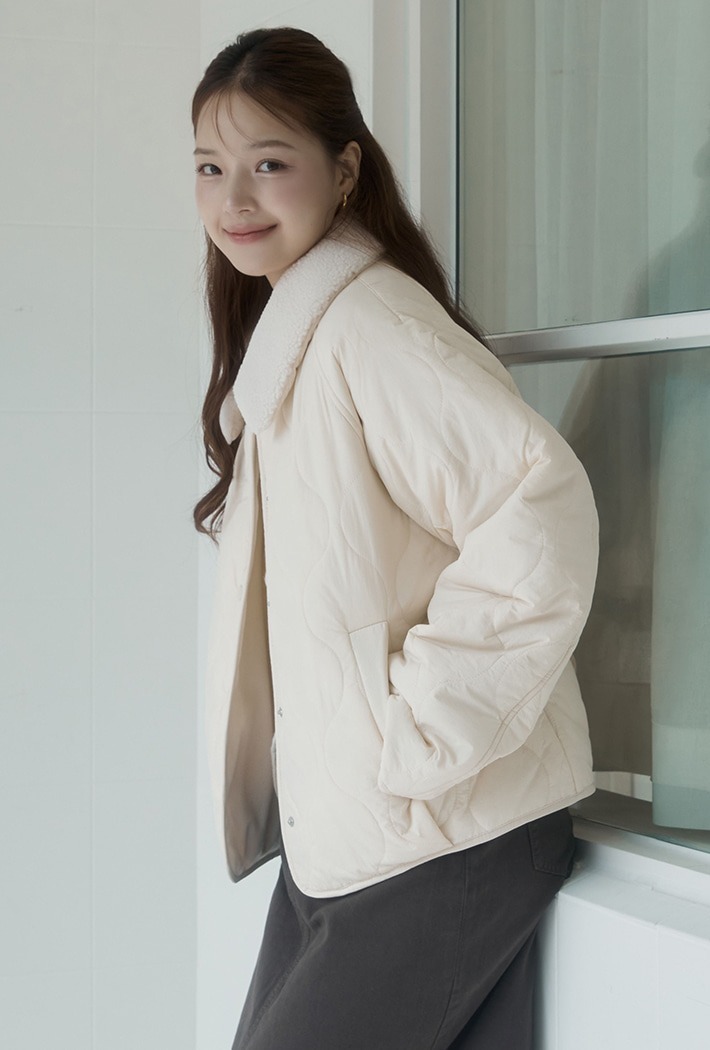 SPAO Detachable Collar Lightweight Quilted Jacket