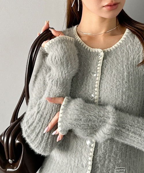 日本🇯🇵連線 Mily Bilet 可愛毛線配色排扣針織衫 羅紋 針織 開襟衫 針織衫 絨毛 長袖 4色(任買兩件711免運)/預購