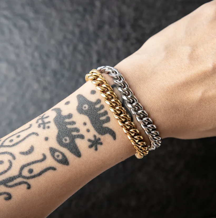 代購-<1000元左右交換禮物>Gold Coast 彈簧扣光面古巴手鍊 金/銀