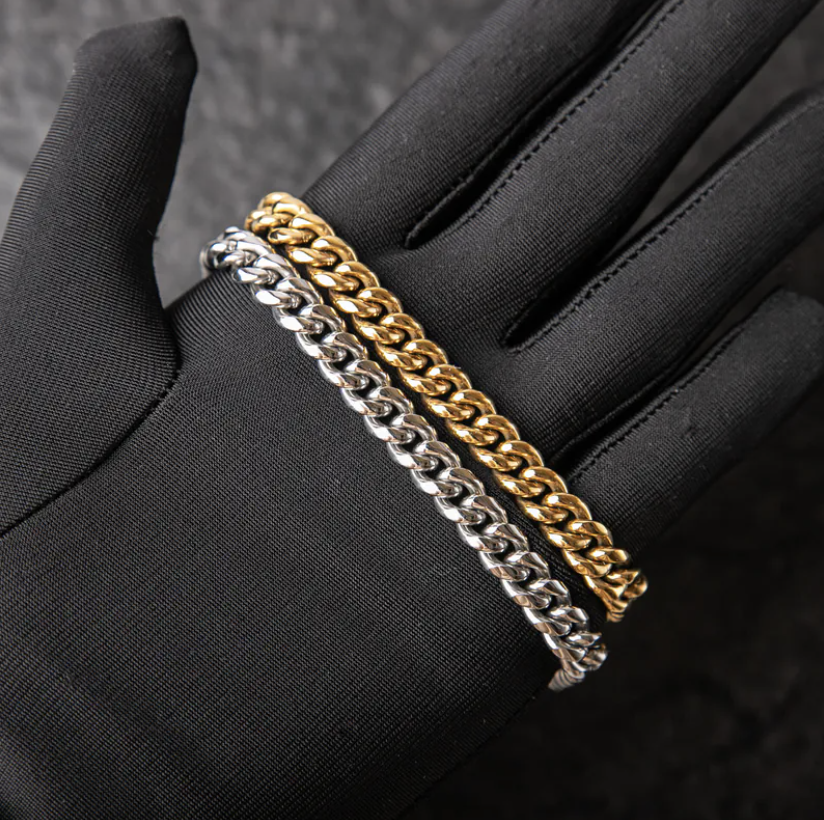 代購-<1000元左右交換禮物>Gold Coast 彈簧扣光面古巴手鍊 金/銀