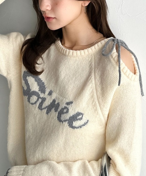 日本🇯🇵連線 Mily Bilet 單肩蝴蝶結鏤空針織套頭衫 針織 套頭衫 蝴蝶結 露肩 鏤空 長袖 3色(任買兩件711免運)/預購