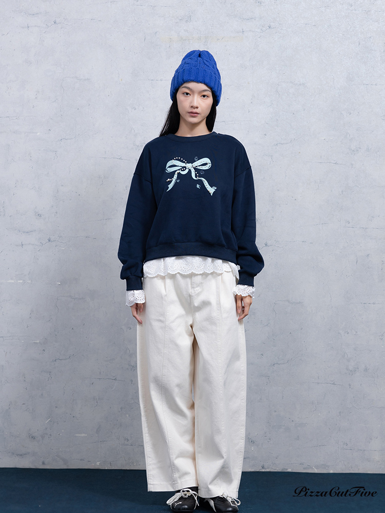 下擺蕾絲衛衣/大學T PizzaCutFive PCF253408046