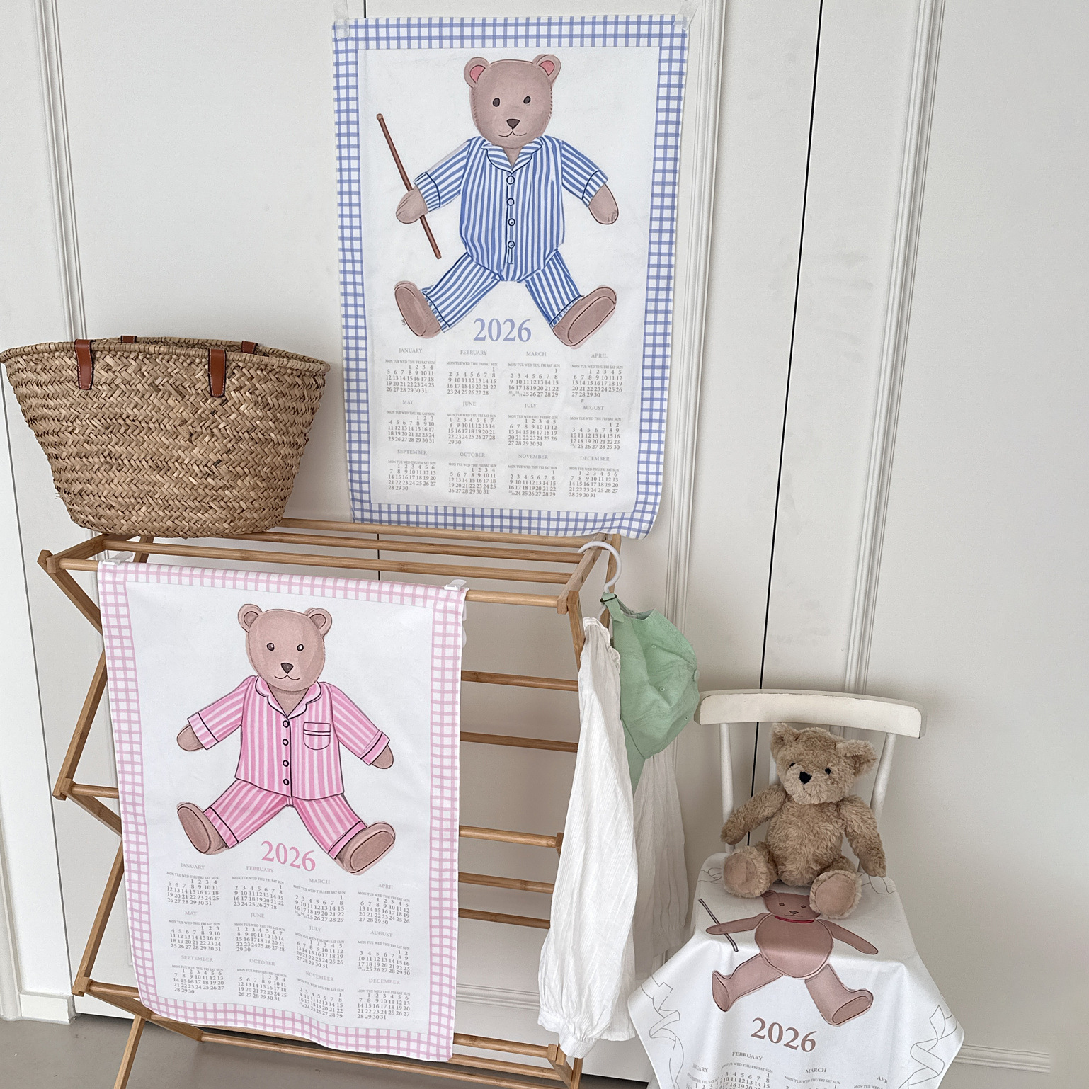 《6338》2026簡約小熊年曆掛布