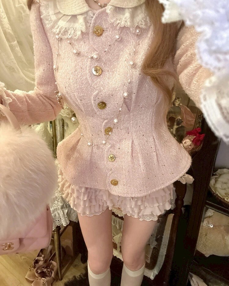 設計師家雙層領羊毛毛呢圓弧邊開釦收腰外套