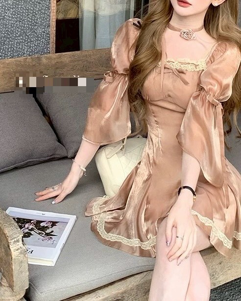 設計師家琉璃珠光紗公主喇叭袖洋裝