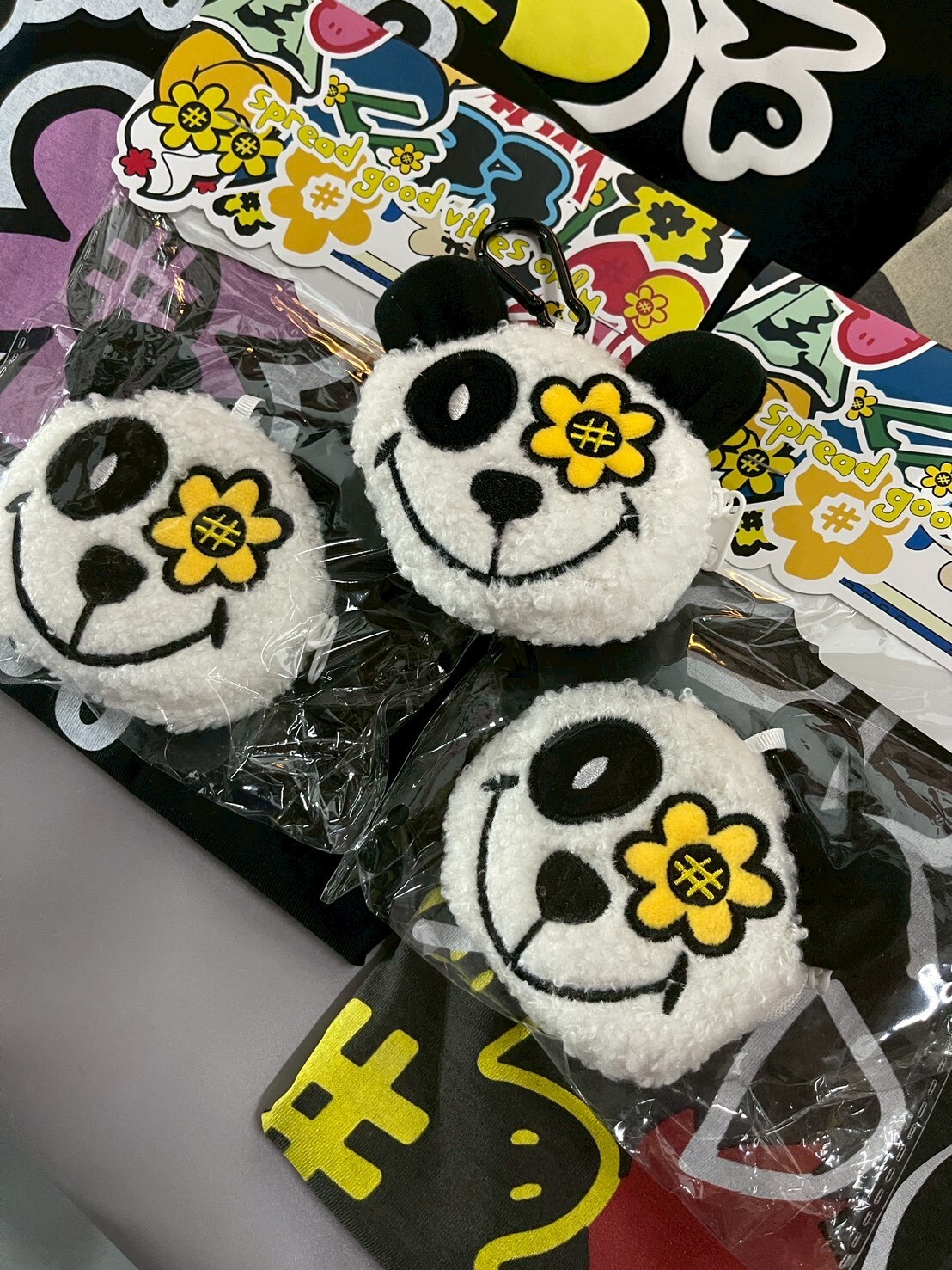 WATER THE PLANT 限定款 刺繡小花 黑白熊貓零錢掛包 吊飾 WTP