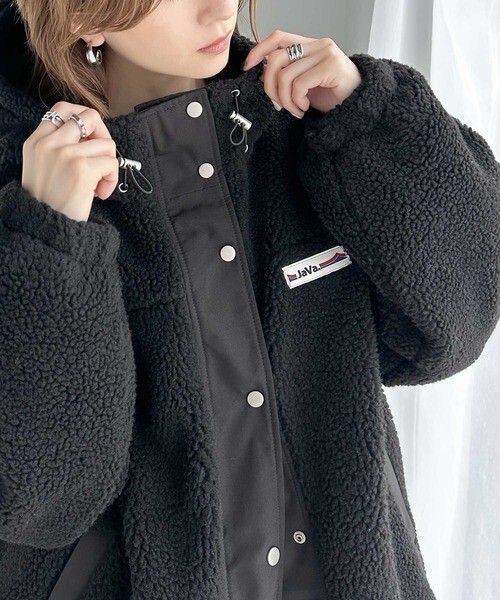 日本限定 JaVa 復古運動服 立式兜帽 圍巾外套