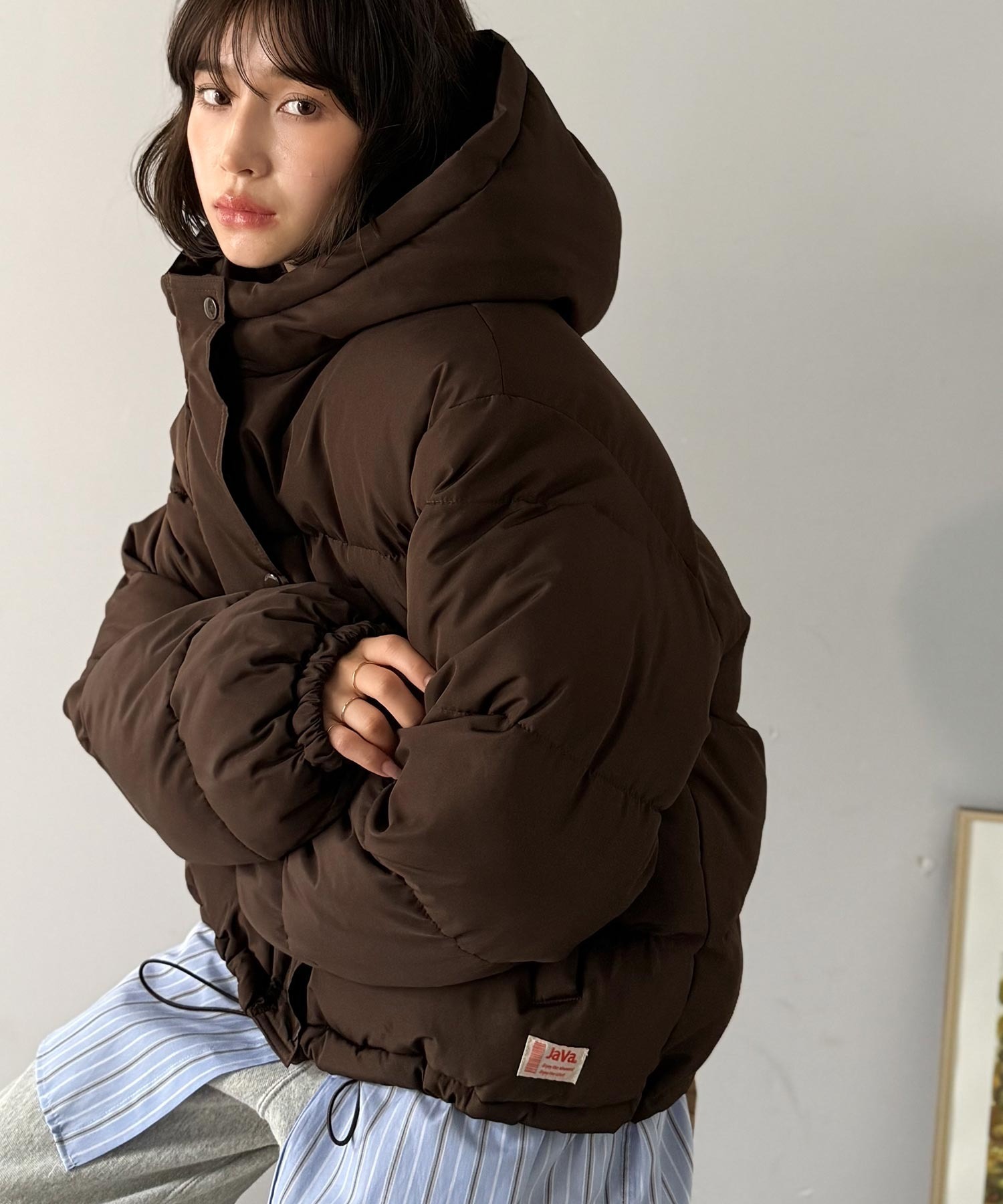 <年末感謝祭再加碼❄️> 🇯🇵 日系品牌 JAVA 排扣 拉鍊 人造羽絨外套 連帽外套 黑色 杏色 咖啡色 秋冬 保暖 寒流必備 / 預購