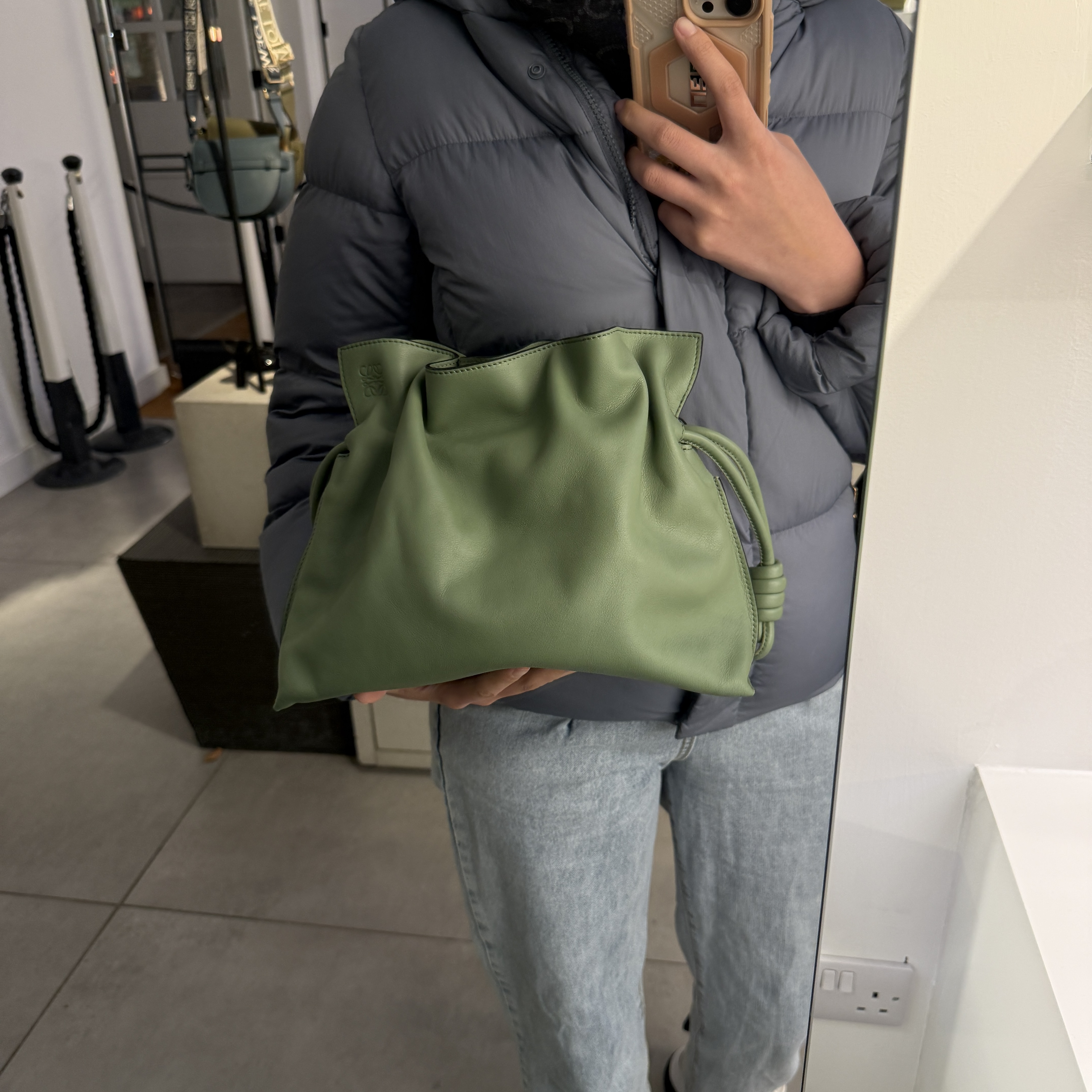 Loewe Flamenco Clutch bag Rosemary and Dark Butter 2 colors