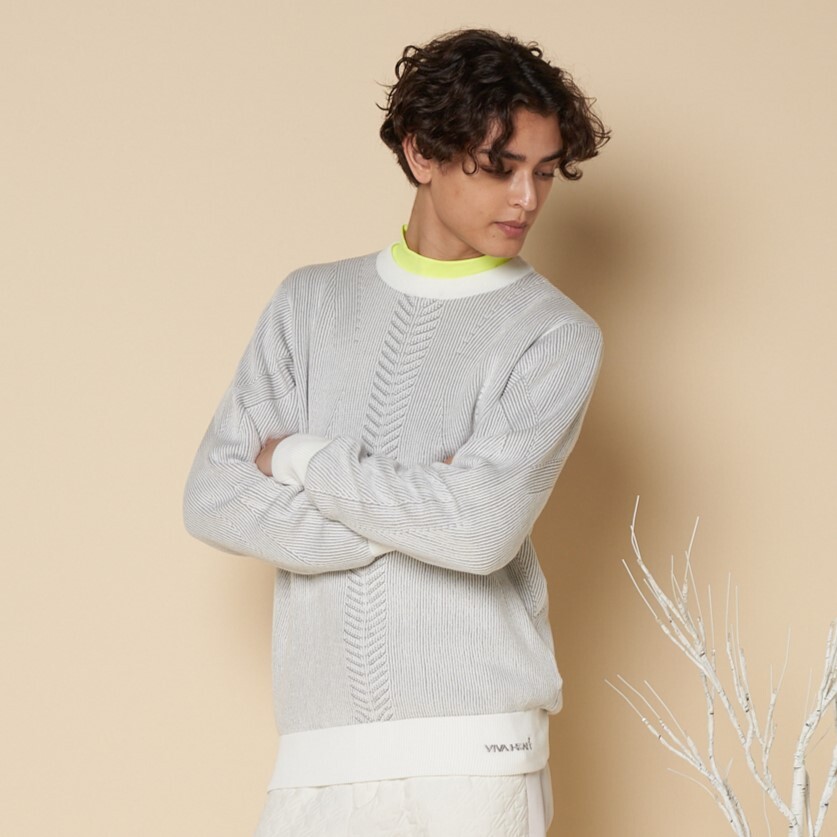 男士-修身提花長袖針織衫