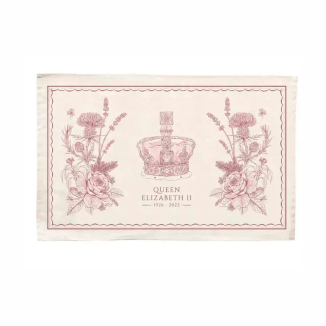1VE1026-171 VICTORIA EGGS Queen Elizabeth II Commemorative Tea Towel #TT74 (D-EU-E)