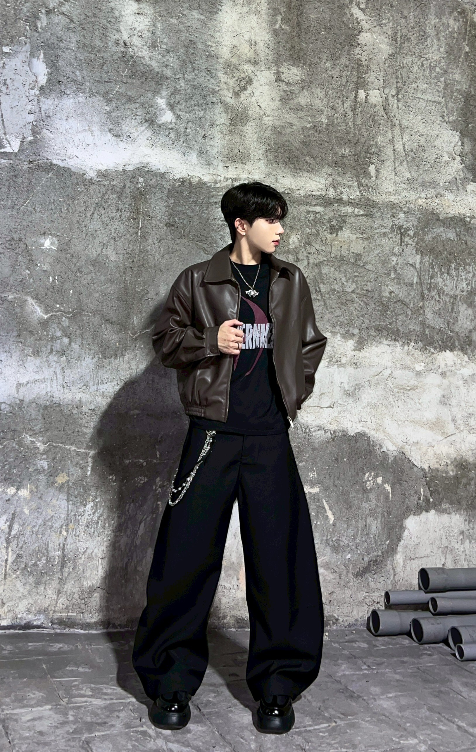 (GOAL) 素面短版皮外套 3033