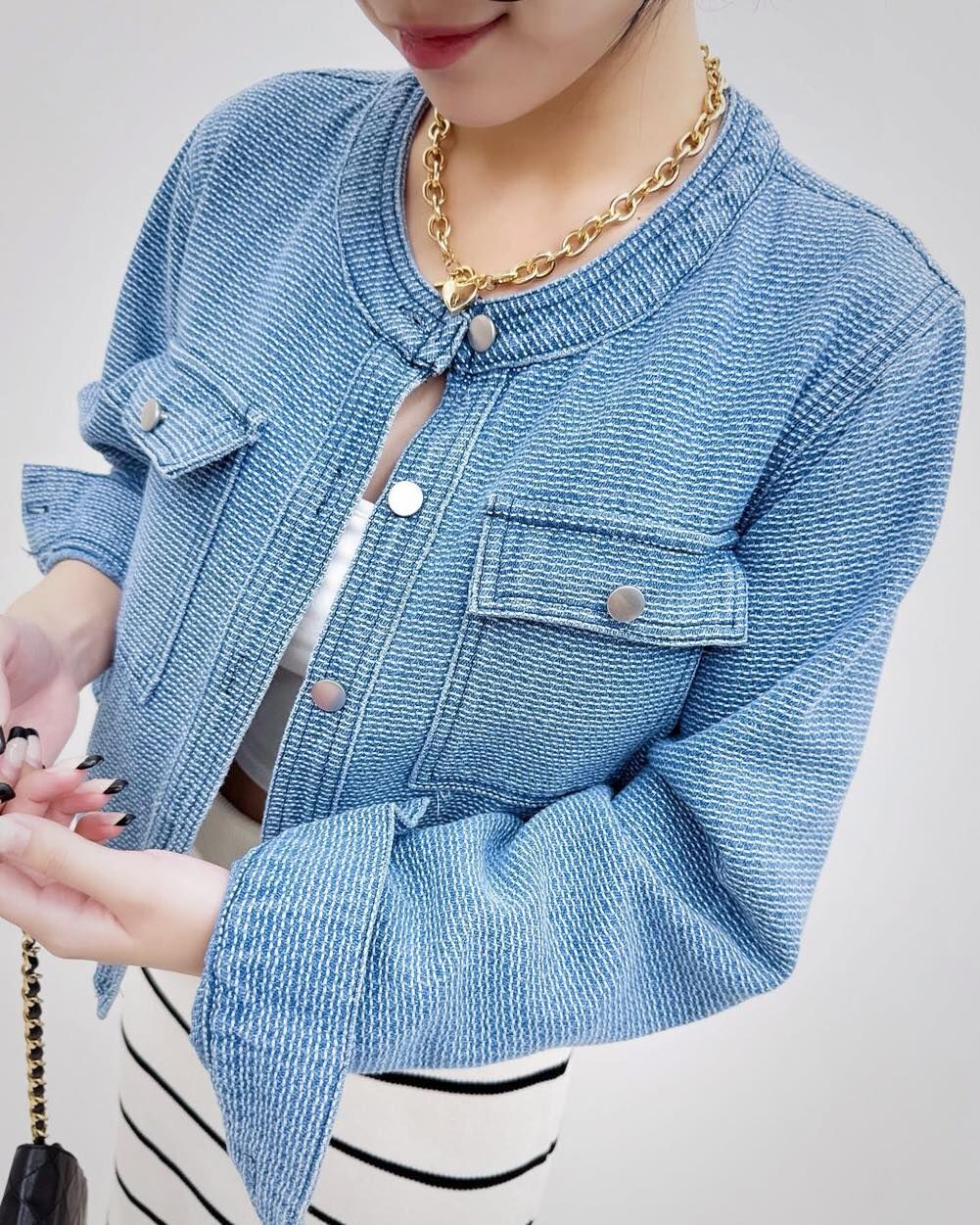 【超質感小香騎士風牛仔外套】（現貨）