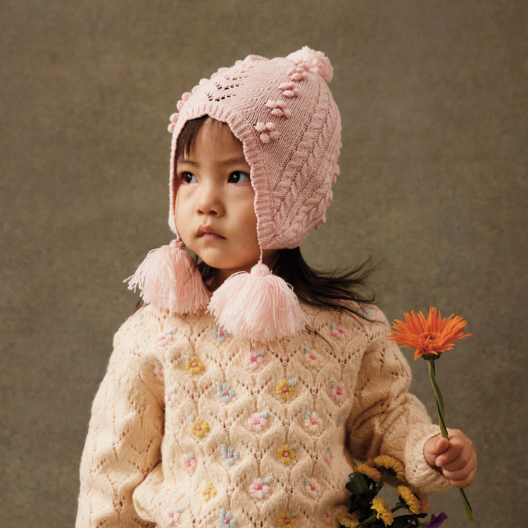 LOUISE MISHA│Isolina Beanie針織絨球毛帽． Blush