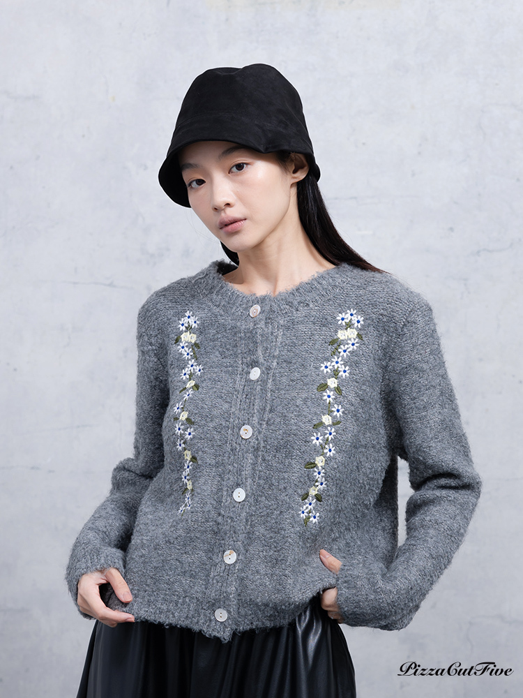 小花剌繡針織外套 PizzaCutFive PCF253415023