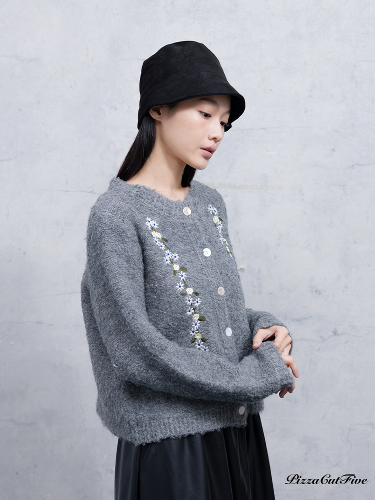 小花剌繡針織外套 PizzaCutFive PCF253415023