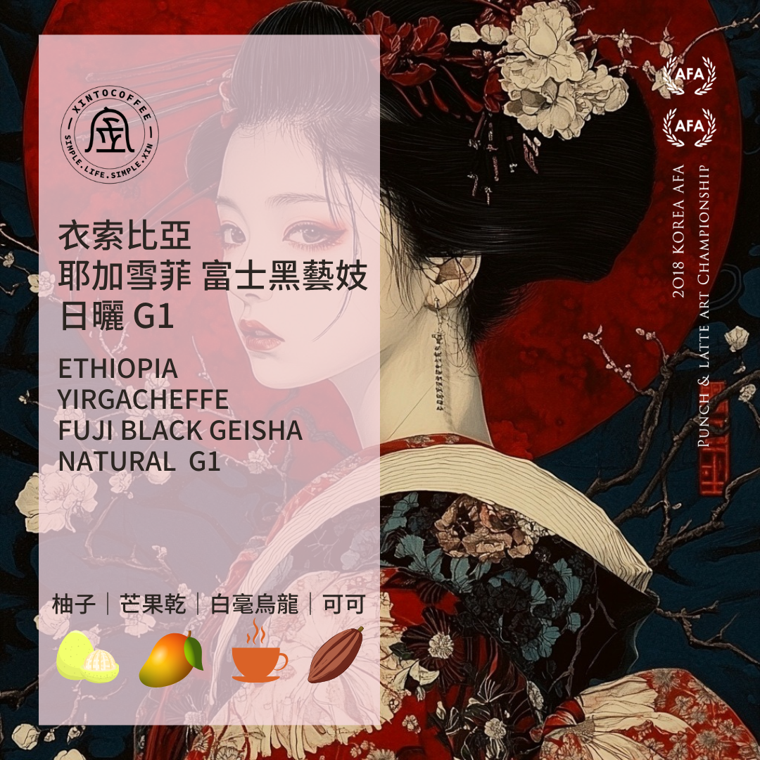 衣索比亞耶加雪菲富士黑藝妓日曬咖啡豆｜深焙・世界咖啡雙金牌｜Xinto