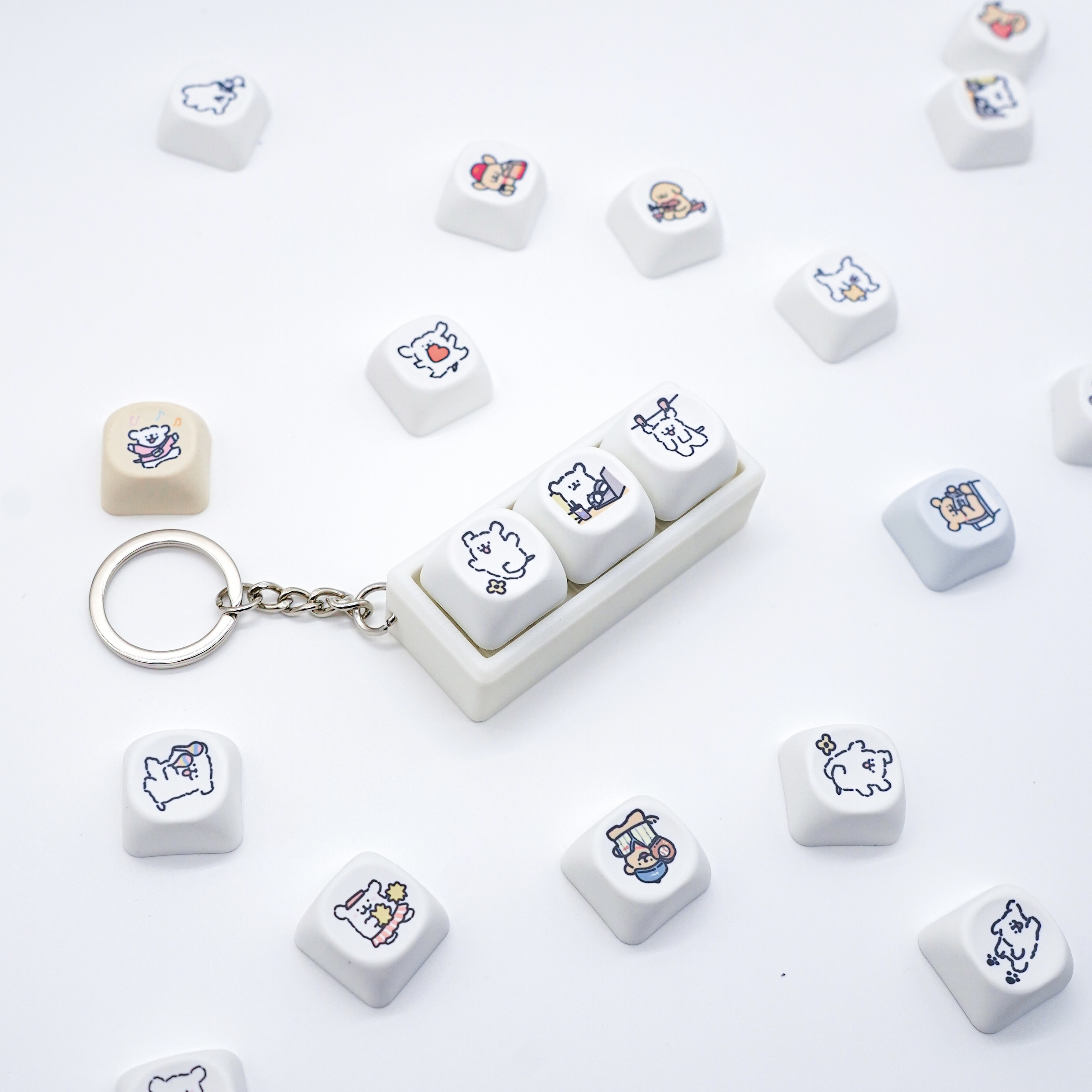 線條小狗鍵盤解壓匙扣 - 特製可愛表情包