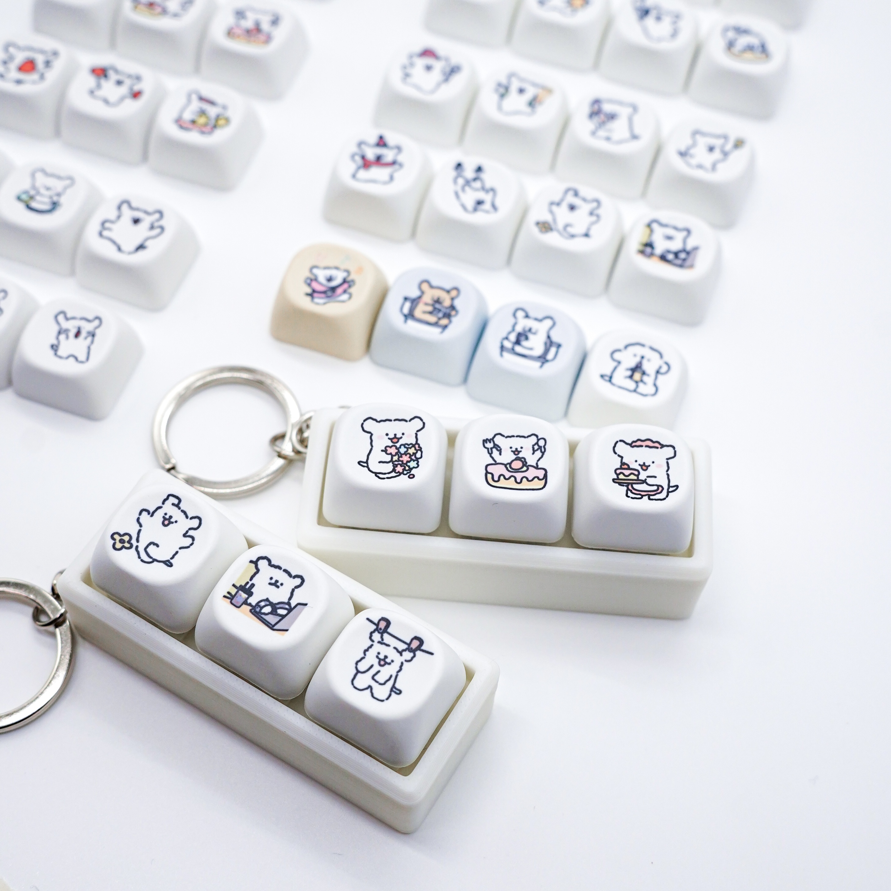 線條小狗鍵盤解壓匙扣 - 特製可愛表情包