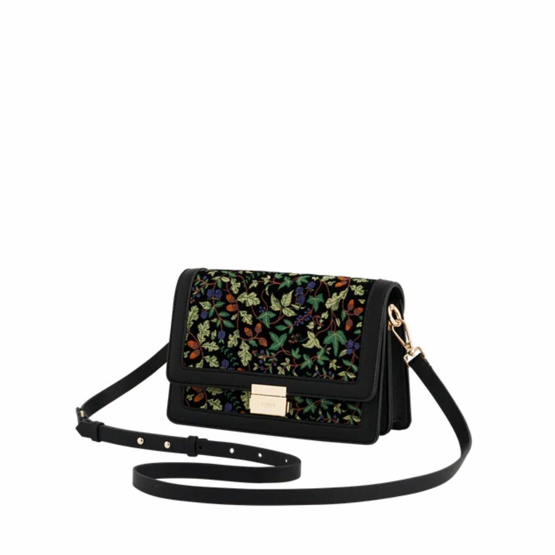 1FD1027-023 FABLE ENGLAND Black Embroidered Fold Over Bag #47355 (EU)