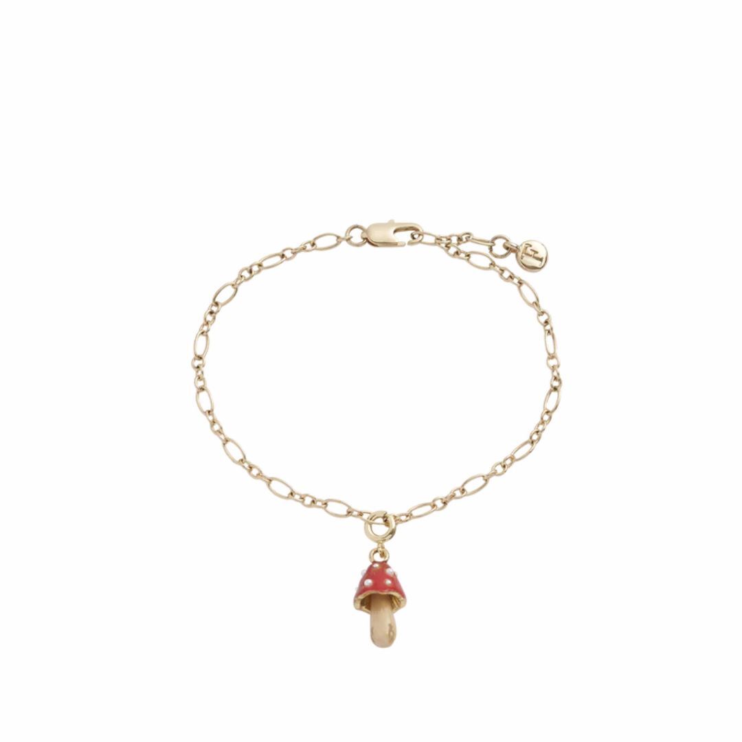 1FD1027-039 FABLE ENGLAND Enamel Mushroom Charm Gold #40248 (A-EU-E)