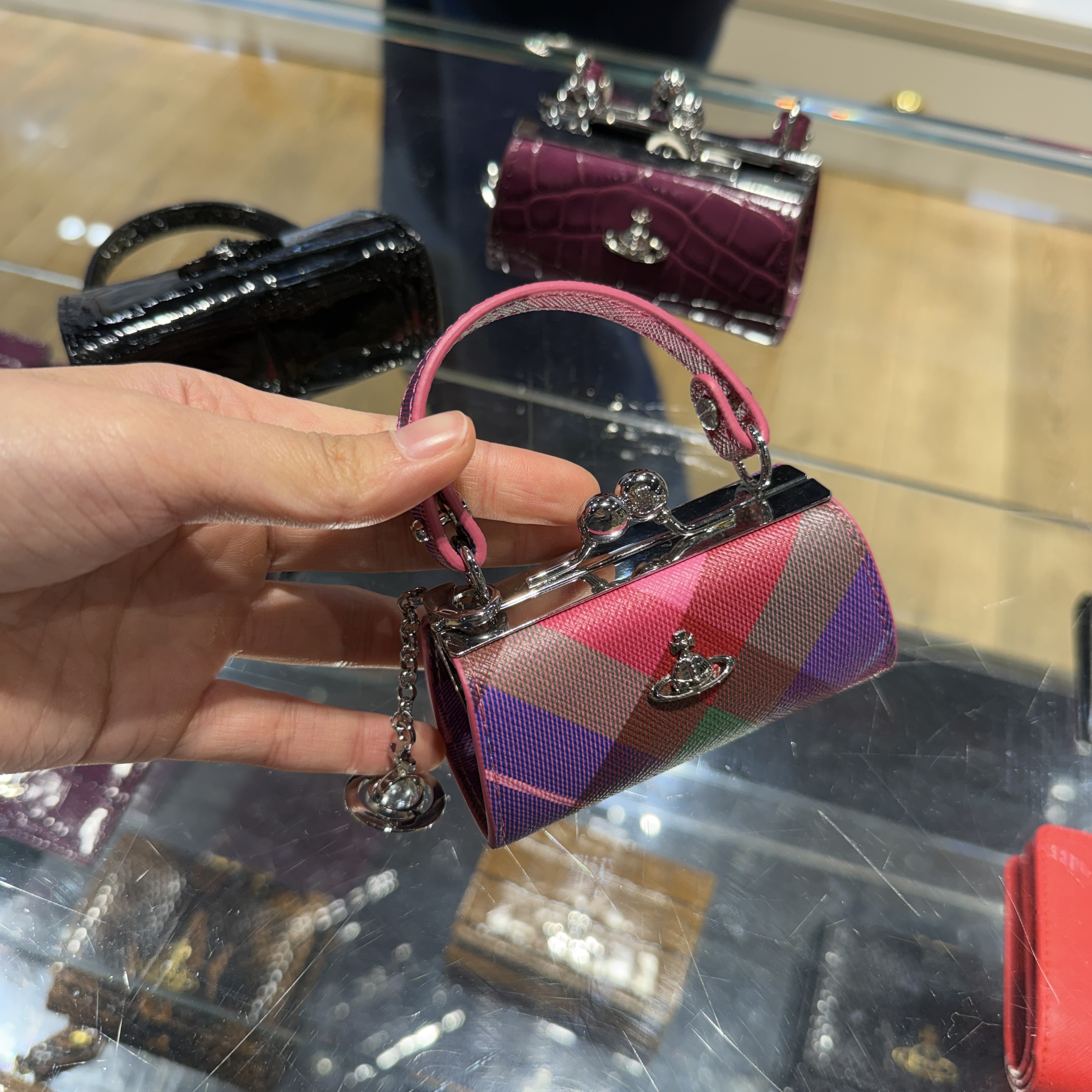 Vivienne Westwood Saff Print Dolla Bag Purple Tartan