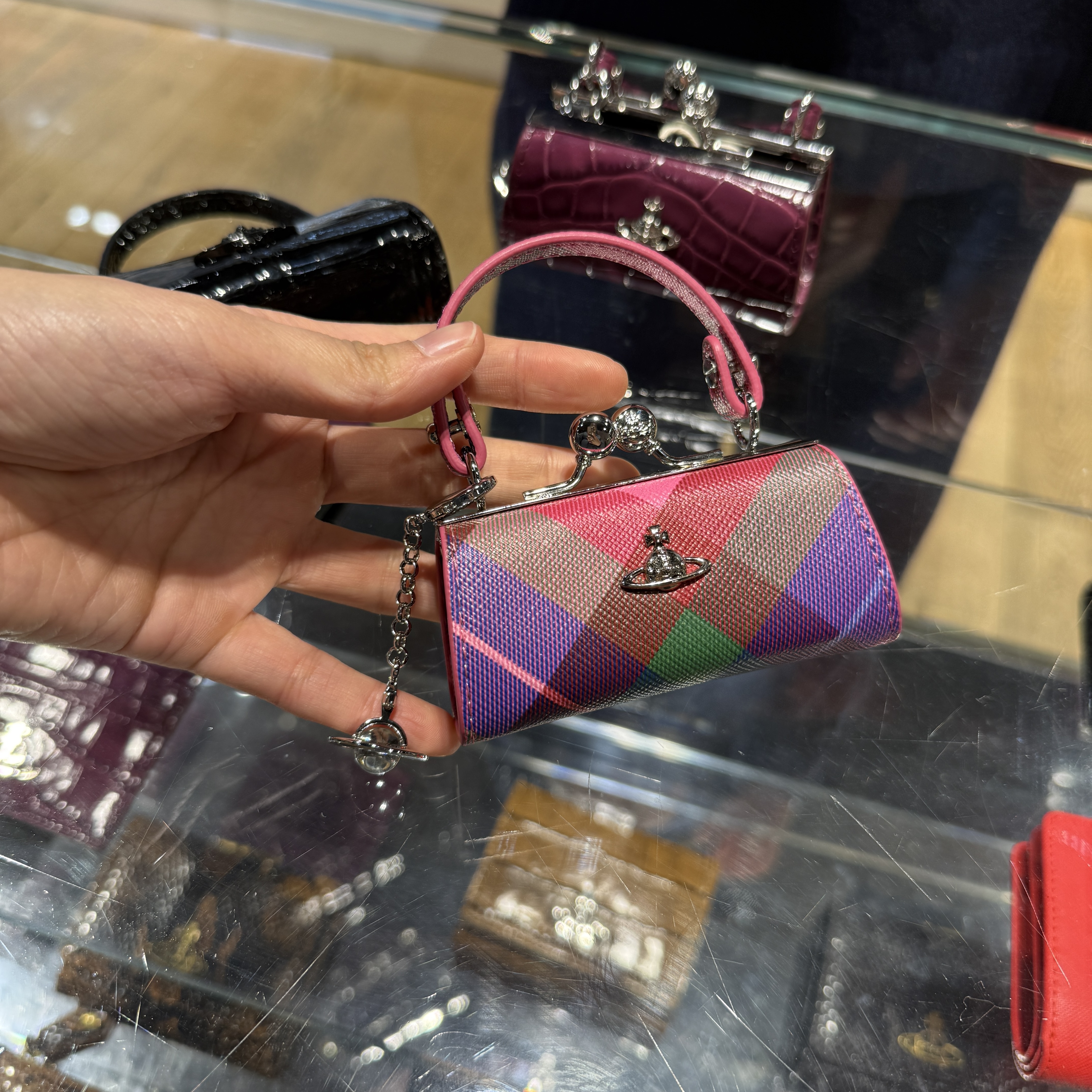 Vivienne Westwood Saff Print Dolla Bag Purple Tartan