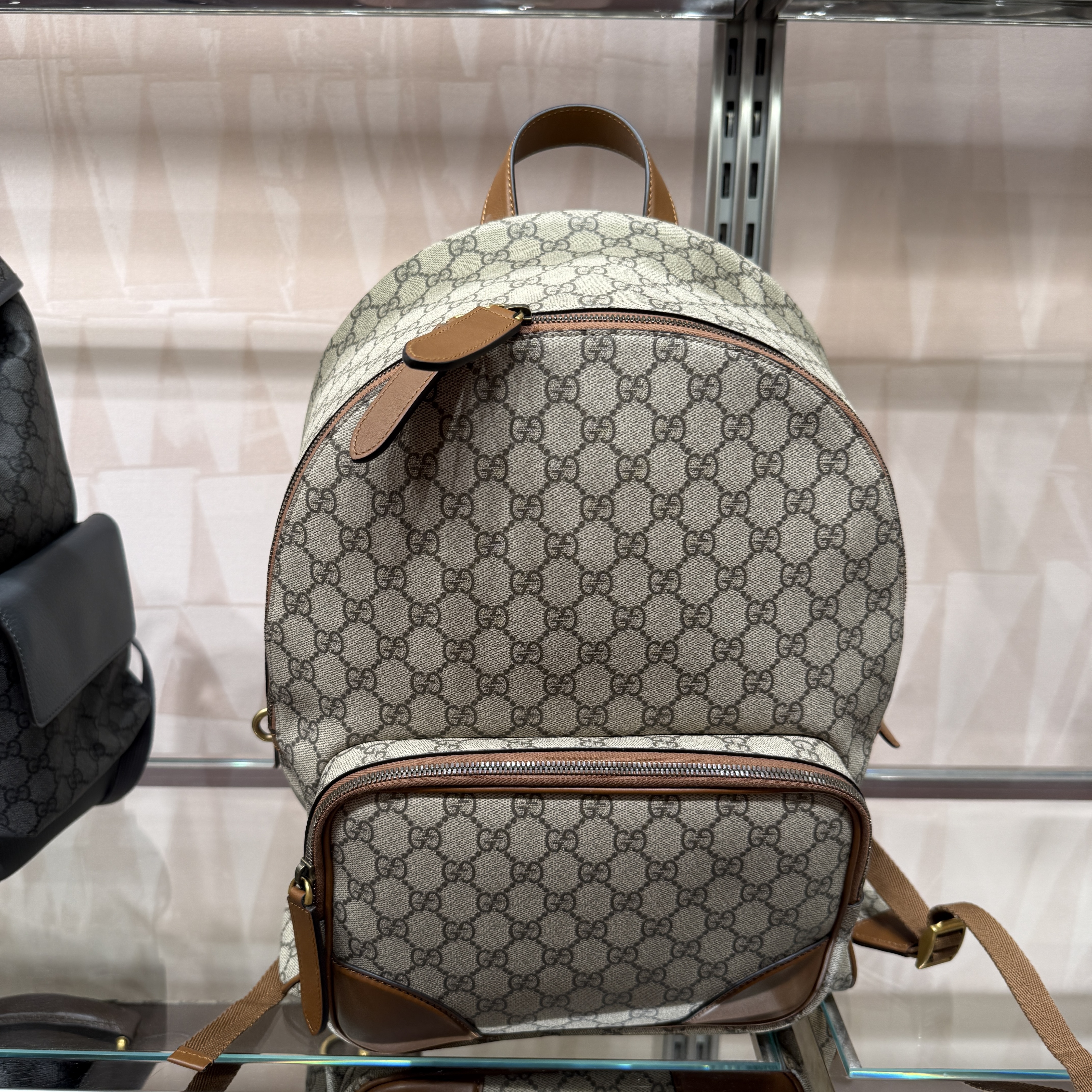 Gucci bag GG Emblem medium backpack Tan 821159